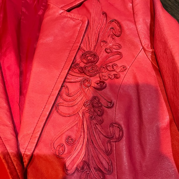 Monterey Bay Vibrant Red Leather Jacket - Picture 3 of 9